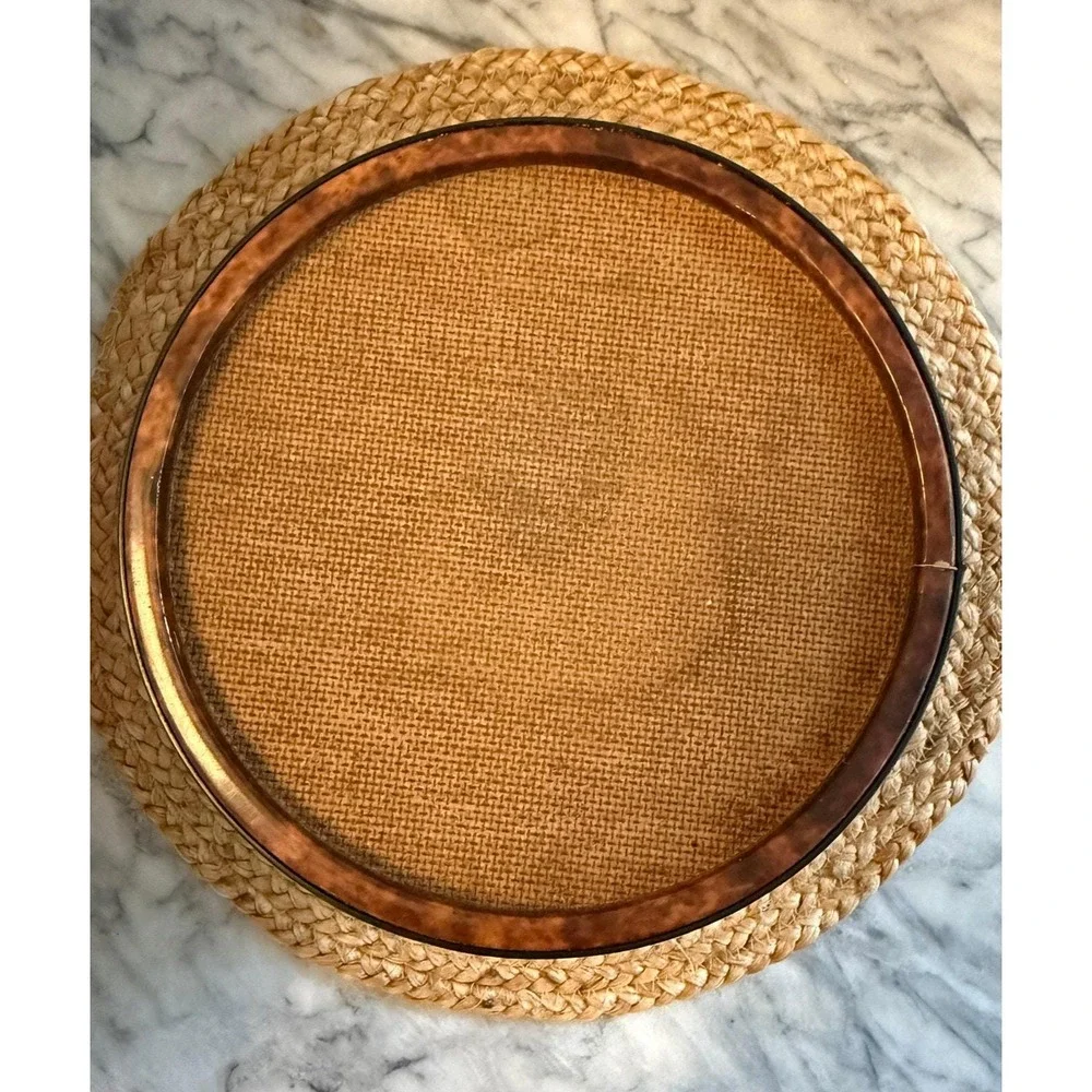 Vintage MCM faux tortoise vinyl ice bucket with‎ gold trim